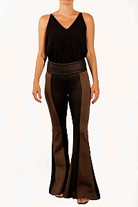 Calça Flare Bobô Marrom - Preta Couro Sintético