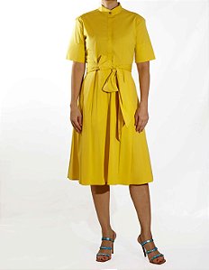 Vestido Midi Salvatore Ferragamo Amarelo Chemise