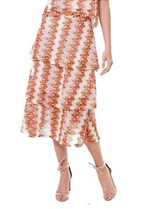 Saia Tee Match Rosa e Laranja de Renda