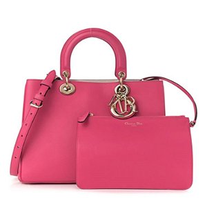 Bolsa Dior Diorissomo Rosa Pink por fora e Coral por dentro