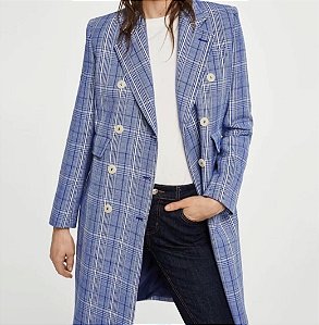 Sobretudo Mango Azul Xadrez