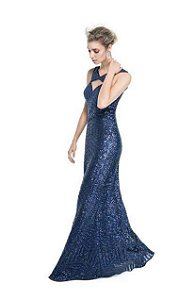 Vestido TVZ Azul Marinho Paetês