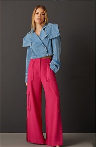 Calça Iorane Pantalona Cargo Rosa Chiclete