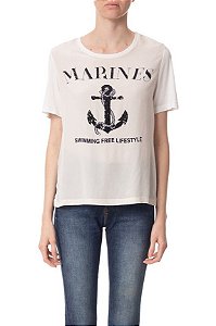Blusa Animale Branca Malha Marines