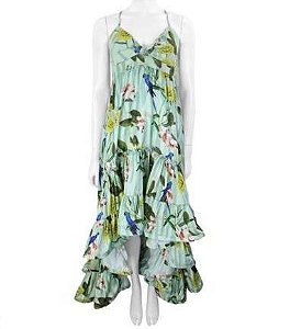 Vestido Eugenia Fernandez Seda Verde Floral