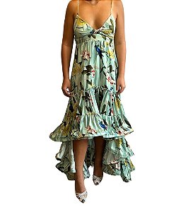 Vestido Eugenia Fernandez Seda Verde Floral