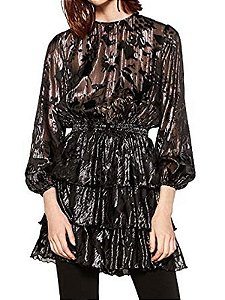 Vestido Zara Preto e Cinza Brilho e Transparência