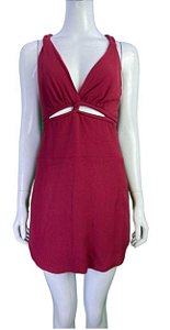 Vestido Cris Barros Vinho Crepe
