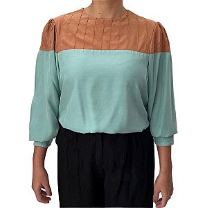 Body Manga Longa A. Niemeyer Terracota e Verde Água