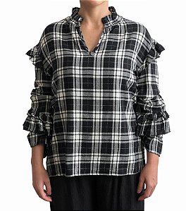 Blusa Mixed Preto e Branco Xadrez Algodão
