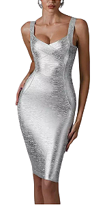 Vestido Bhava Prata Bandagem Alça