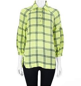 Camisa Andrea Marques Amarela Xadrez