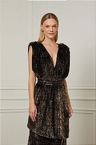 Body Animale Preto e Dourado