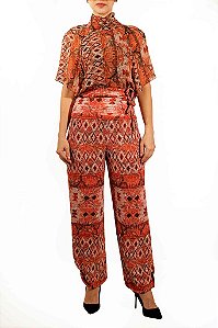 Conjunto Animale Calça e Blusa Laranja Estampado Tapeçaria