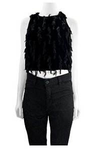Conjunto Mixed Preto Textura Saia Midi + Blusa