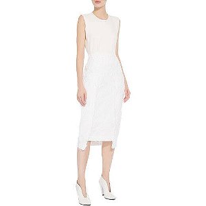Conjunto Mixed Offwhite Textura Saia Midi + Top