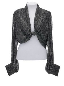 Blusa Cropped Zara Preto e Prata Brilho