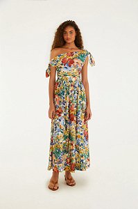 Vestido Longo Farm Estampado Um Ombro Só