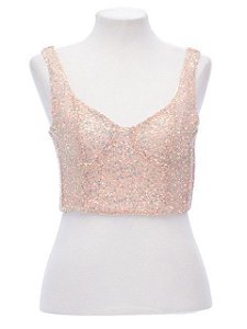 Top Zara Rosa Paetês