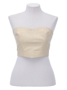 Top Renata Jorge Sem Alça Offwhite Couro