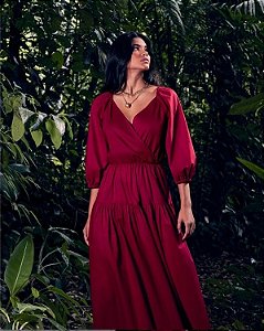 Vestido Andrea Marques Vermelho Pregas