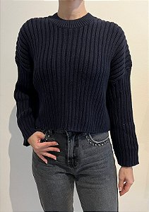 Blusa Zara Azul Marinho de Tricô