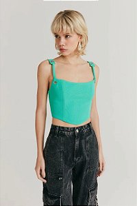 Top NV Verde Água Ilhoses