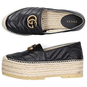 Espadrille Gucci Preta Modelo Marmont Plataforma