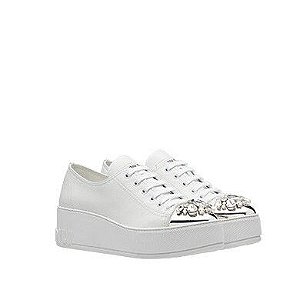 Tênis Miu Miu Plataforma Cristais Branco