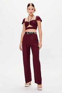 Conjunto NV Calça + Cropped Modelo Ayla Vinho