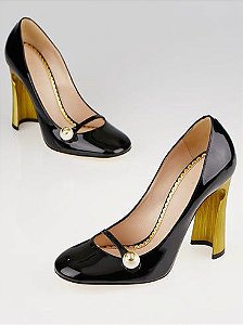 Sapato Gucci Preto Modelo Mary Jane Pearl Pump