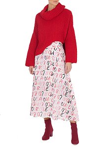Saia Midi Mixed Estampada Love Amour de Seda