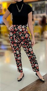 Calça Mixed Modelo Cenoura Seda Estampa Sagrado Coração
