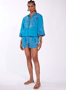 Conjunto Bobô Short + Blusa Azul Modelo Londres