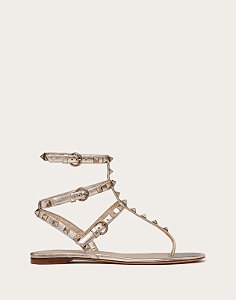 Sandália Valentino Rasteira Spike Dourada