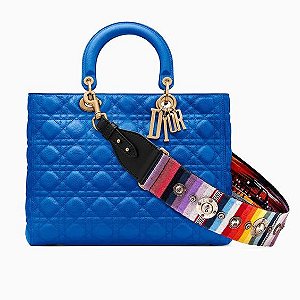 Bolsa Dior Azul Com Alça Avulsa Modelo Lady Dior (Alça Inclusa)