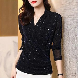 Blusa Bhava Preta Lurex