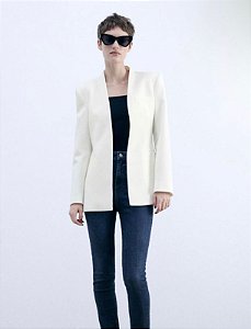 Blazer Zara Branco Sem Lapela