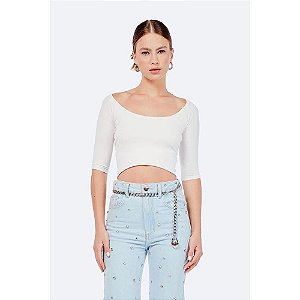 Cropped NV Modelo Natasha Malha Offwhite