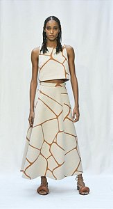 Saia A. Niemeyer Estampa Geométrica Laranja e Bege