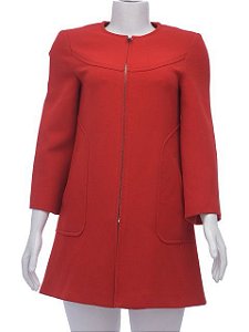 Casaco Zara Sobretudo Vermelho Zíper (sem botões)