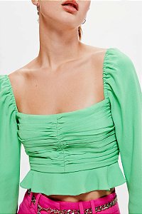Blusa NV Cropped Modelo Aisha Verde