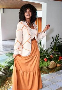 Kimono A. Niemeyer Bege Estampado