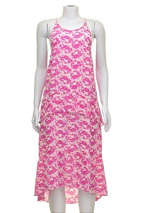 Vestido Ateen Seda Estampa Rosa e Branco