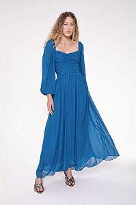 Vestido Cris Barros Azul Modelo Molina
