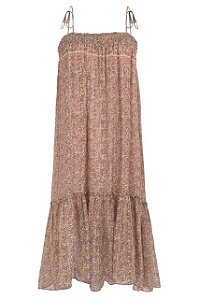 Vestido Ateen Alça e Elástico no Busto Lurex Estampa Della