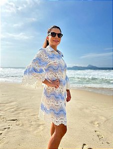 Vestido A.Brand Renda Azul e Branco