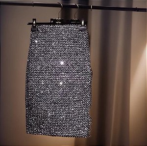 Saia Bhava Cinza com Textura e Brilho