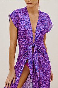 Vestido VIX Modelo Sasha Saída Longa e sem Manga Estampa Ortiz Lotus