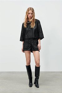 Short Zara Preto Couro Sintético